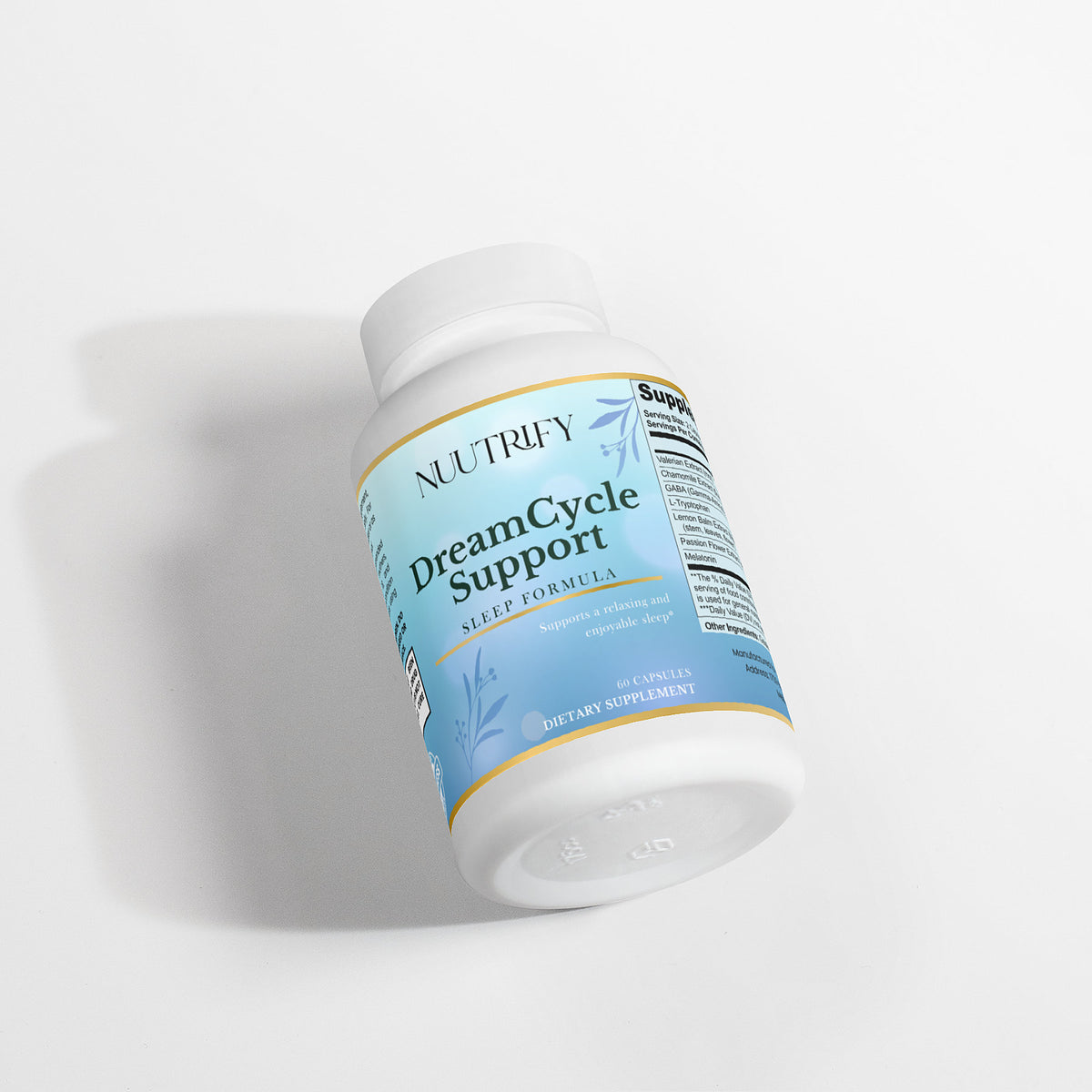 DreamCycle Support - Blend of Valerian Root Extract, Chamomile, GABA, L-Tryptophan and Melatonin (60 Capsules)