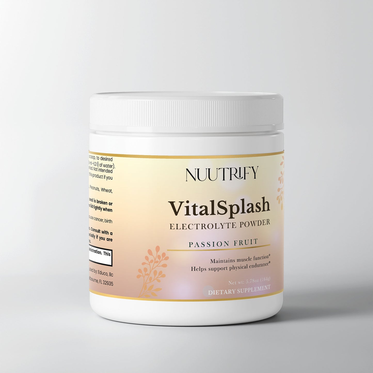 VitalSplash Electrolyte Powder (Passion Fruit) -  HYDRATION, Caffeine-Free and Uplifting Taste (1g Scoop, 30 Services)